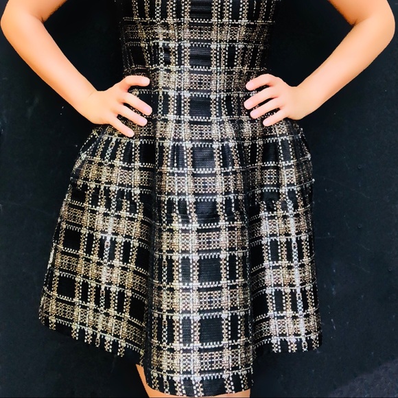Cynthia Rowley Black Gold tweed fit flare dress. 6 - Picture 6 of 8